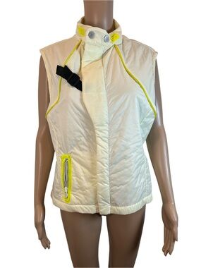 Cyberdog Vintage /Rare Women's Cream Puffer Vest with Neon Trim